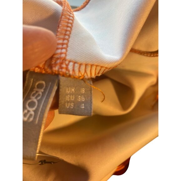 ASOS Floral Print Orange Midi Dress With Ruffle Detail - Picture 5 of 9